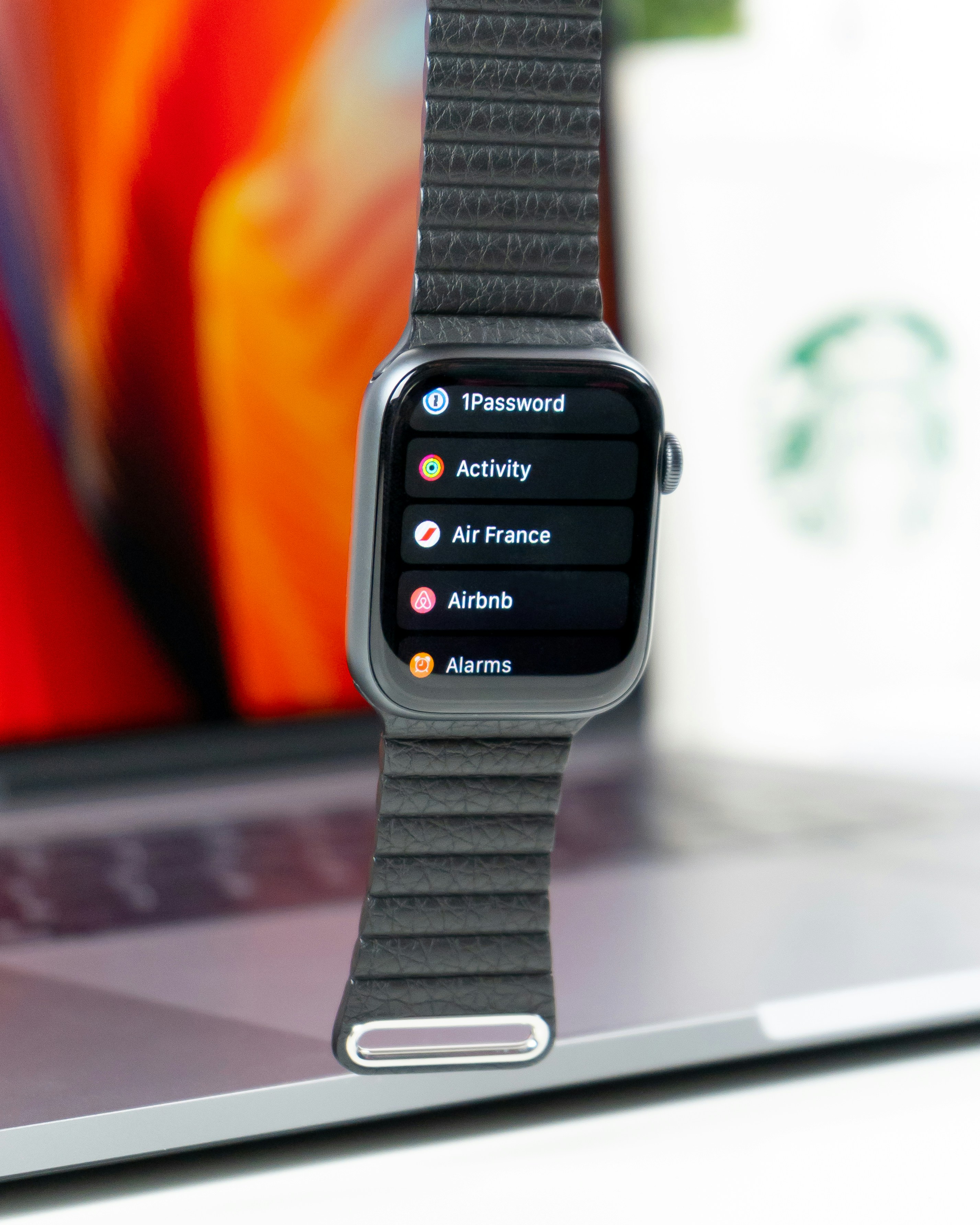 Close-up of the Apple smartwatch display.